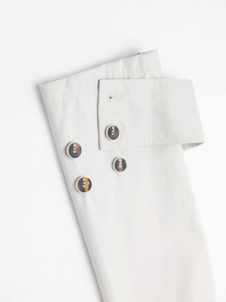 Women's Beige Color-block Big Size Trench Coat