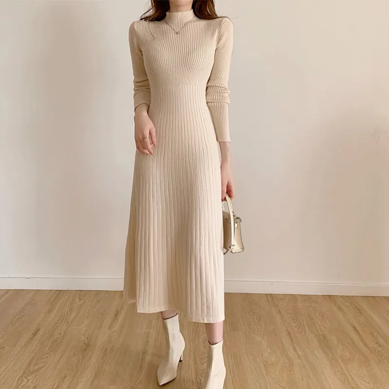 Women's Long Sleeve Knitted Midi Dress