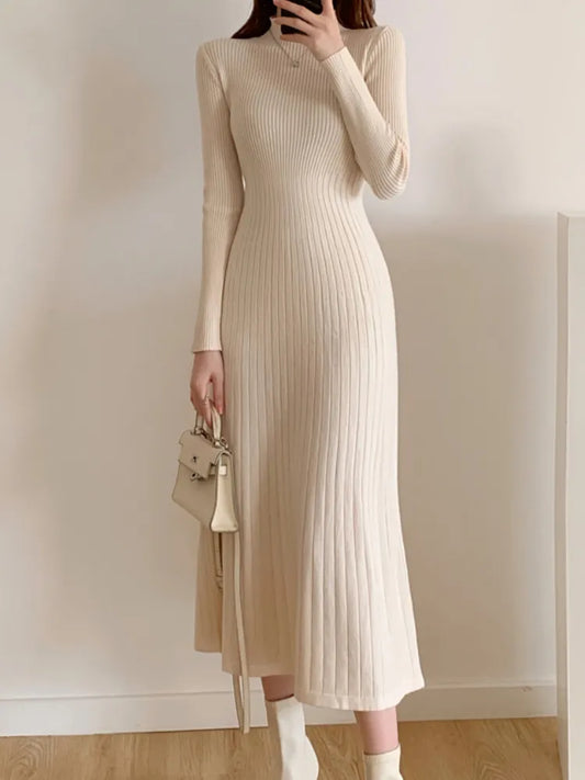 Women's Long Sleeve Knitted Midi Dress