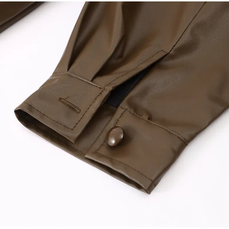 Women's Long Sleeve Leather Jacket